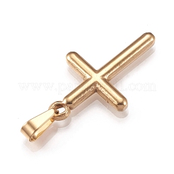 ステンレスペンダント201個  クロス  ゴールドカラー  29x18x3mm  穴：7x3mm&nbsp;STAS-N096-20G