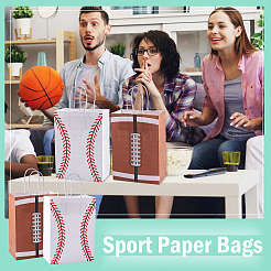 8Pcs 2 Styles Baseball Print Paper Gift Tote Bags&nbsp;ABAG-TA0001-55