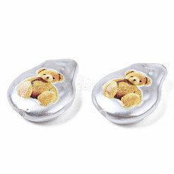 3dプリントABSプラスチックイミテーションパールビーズ  クマと涙  ナバホホワイト  20x15x6mm  穴：1.4mm&nbsp;KY-S163-422
