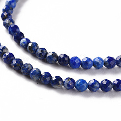 天然石ラピスラズリビーズ連売り  ラウンド  多面カット  3mm  穴：0.5mm  約144~146個/連  15.35インチ（39cm）&nbsp;X-G-S362-112B