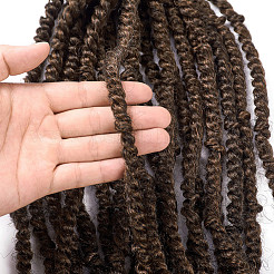 ツイストした情熱がかぎ針編みの髪をねじる  プレループかぎ針編みの編組合成編組ヘアエクステンション  低温耐熱繊維  長い＆縮毛  ダークブラウン  18インチ（45.7cm）&nbsp;OHAR-G005-17D