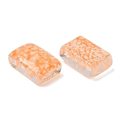 2穴の焼き付け塗装透明ガラスビーズ  長方形  オレンジ  17.5x11.5x7mm  穴：1.6mm  約387個/1000g&nbsp;GL-CBA5BF9-01C
