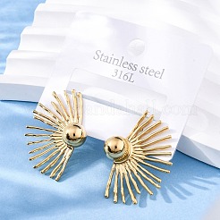 304ステンレススチールスタッドピアス  太陽  イオンプレーティング（ip）  18KGP本金メッキ  22.5x31mm&nbsp;EJEW-Z098-07G