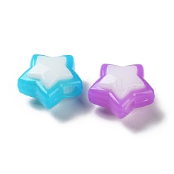 ツートンの不透明アクリルビーズ  模造ゼリー  スター  17x18x10mm  穴：3.8mm  約357個/500g&nbsp;SACR-I005-04A
