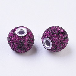 手作りのインドネシアビーズ  メタルパーツ  ラウンド  銀色のメッキ  パープル  15~16x14~15mm  穴：3mm&nbsp;IPDL-E009-C02