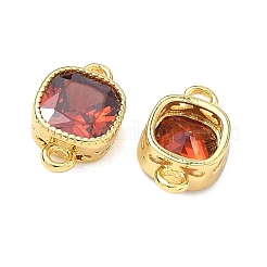 Brass Pave Cubic Zirconia Square Connector Charms&nbsp;KK-P348-06G-07