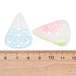 染色された天然水晶の彫刻ペンダント  ホロートライアングルチャーム  ミックスカラー  34.5~35x25x2~3.5mm  穴：1.2mm&nbsp;GG-CBA0022-03