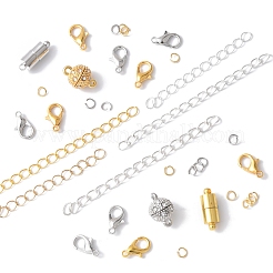 DIYジュエリー作りのパーツキット  合金ラインストーンマグネット留め具付き  真鍮製マグネットクラスプ  鉄アジャスターチェーン  304ステンレススチール丸カン  亜鉛合金カニカン  ミックスカラー&nbsp;DIY-FS0007-92