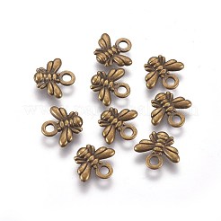 チベット風合金チャーム  カドミウムフリー＆ニッケルフリー＆鉛フリー  蜂  アンティークブロンズ  10x11x2mm  穴：2mm&nbsp;TIBEP-A123292-AB-FF