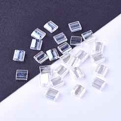 MIYUKIティラビーズ  日本製シードビーズ  2穴  （TL160)クリスタルの光沢  5x5x1.9mm  穴：0.8mm  約118PCS /ボトル  10 G /ボトル&nbsp;SEED-JP0008-TL160