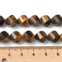天然石タイガーアイビーズ連売り  多面カット  ツイスト  きいろ  10~10.5x9.5~10.5x9.5~10.5mm  穴：1mm  約38~40個/連  14.96~15.35''（38~39センチメートル）&nbsp;G-C267-B16