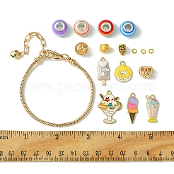 DIY Ice Cream Alloy Enamel & Rondelle Resin European Style Bracelet Making Kits&nbsp;DIY-FS0007-25