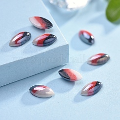 不透明ガラスカボション  縞模様  トライカラーストライプ  馬の目  カラフル  10x5x3mm&nbsp;GGLA-S038-03D-5x10
