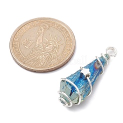 Electroplated Natural Quartz Crystal Dyed Copper Wire Wrapped Pendants&nbsp;PALLOY-JF02327-05
