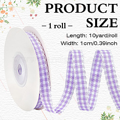 ポリエステルリボン  グリッド  ライラック  3/8インチ（10mm）&nbsp;AJEW-WH0816-190A