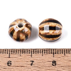 ヴィンテージの磁器製波型ビーズ  ファンシーアンティーク施釉磁器  ラウンド  ペルー  10~12mm  穴：2~2.5mm&nbsp;PORC-N013-11S