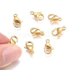 304ステンレススチール製ロブスタークロウ留め金  ゴールドカラー  11x7x3mm  穴：1.4mm&nbsp;LS-STAS-T040-PJ212-11