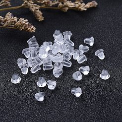 プラスチック製ピアスキャッチ  ピアスバックキャッチ  透明  4x4mm  穴：1mm  約500個/箱&nbsp;FIND-YW0001-08