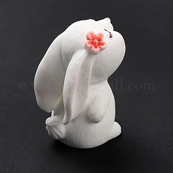 オペーク樹脂カボション  花とウサギ  濃いピンク  31x19x23mm&nbsp;RESI-K017-14