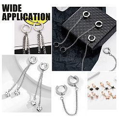 12Pcs 201 Stainless Steel Huggie Hoop Earrings Findings&nbsp;STAS-UN0043-22