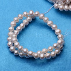 ジャガイモ天然養殖淡水パールビーズ連売り  貝殻色  9~10mm  穴：0.8mm  約41~47個/連  14.6インチ〜16.1インチ&nbsp;PEAR-E007-9-10mm-AA-01
