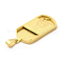 イオンプレーティング（IP）304ステンレススチール宗教ペンダント  イエス模様の楕円形チャーム  ゴールドカラー  44x22x3.5mm  穴：9x4mm&nbsp;STAS-E184-18G