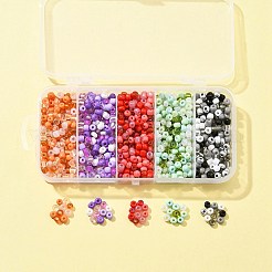 90g 5種類の不透明＆透明内側カラー 3/0つのガラスシードビーズ  丸い穴  ラウンド  ミックスカラー  4mm  穴：1.4~1.5mm  約18g /スタイル&nbsp;SEED-FS0001-15B