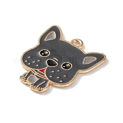 合金エナメルチャーム  犬  ライトゴールド  グレー  25x22x1.2mm  穴：2mm&nbsp;FIND-I047-01KCG-05