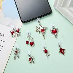 10 個のプラスチックモバイル防塵プラグ  合金ペンダント付き  プラチナ  30mm  10個/セット&nbsp;HJEW-SW00184-14