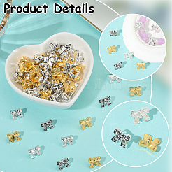 120色合金スペーサービーズ3個  蝶結び  ミックスカラー  9x11x7mm  穴：3mm  40個/カラー&nbsp;FIND-SC0017-98