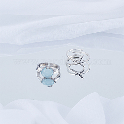 2Pcs 2 Style Alloy Cuff Rings for Women&nbsp;RJEW-LP0008-34