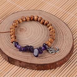 Natural Chip Gemstone Beaded Charm Bracelets&nbsp;BJEW-JB02302