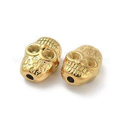 304ステンレススチールビーズ  18KGP本金メッキ  スカル  10x8x5.5mm  穴：1.5mm&nbsp;STAS-F309-A06