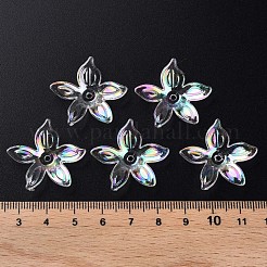 透明なアクリルビーズ  ABカラー  花  ホワイト  25.5x28x6mm  穴：1.8mm  約980個/500g&nbsp;MACR-S373-102-C07