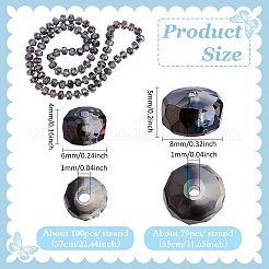 2連売り2色電気メッキガラスビーズ連売り  rodelle  facrted  ブラック  6~8x4~5mm  穴：1mm  1連/スタイル&nbsp;GLAA-PH0004-22D