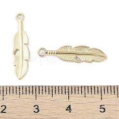 304ステンレスペンダント  フェザーチャーム  14KGP本金メッキ  21.5x5x1.5mm  穴：1.6mm&nbsp;STAS-L022-399G