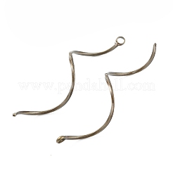 真鍮ウェーブアイピン  曲線  アンティークブロンズ  18ゲージ  52x9x1mm  穴：2.3mm&nbsp;KK-WH0054-18R