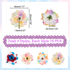 60個 4スタイル シルク布花  造花ヘッド  結婚披露宴の装飾のため  ミックスカラー  42x45x30.5mm  穴：1.8mm  15個/スタイル&nbsp;DIY-GA0005-46