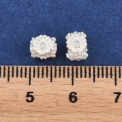 真鍮マイクロペーブクリアキュービックジルコニアビーズ  花  銀  5x6.5x6.5mm  穴：3x3mm&nbsp;KK-Z162-18S