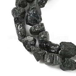 生の粗い天然ブラック トルマリン ビーズ 連売り  ナゲット  4~10x4~6x4~7mm  穴：0.9mm  約65~70個/連  15.94''（40.5センチメートル）&nbsp;G-M453-A01-01