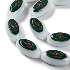 Printing Glass Oval Beads for Necklaces Bracelets Making&nbsp;GLAA-B020-01A-05