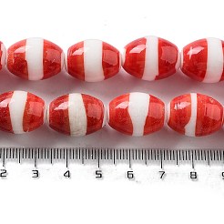 手作りのネパールランプワークビーズ  バレル  レッド  19x14mm  穴：2mm  約36個/連  26.38''（67センチメートル）&nbsp;LAMP-Z008-06E