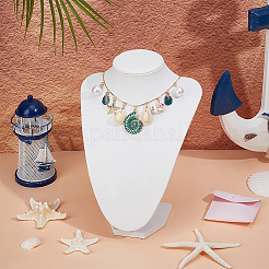 Natural Cowrie Shell & Alloy Enamel & Acrylic Pearl Pendant Necklaces&nbsp;NJEW-OC00003