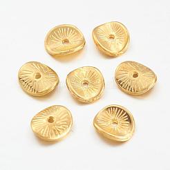 チベット様式の合金ウェーブのスペーサービーズ  カドミウムフリー＆鉛フリー  アーチ型ディスク  ゴールドカラー  9x1mm  穴：1mm&nbsp;TIBEP-A11067-G-LF