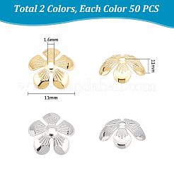 100 Pcs 2 Colors 304 Stainless Steel Bead Caps&nbsp;STAS-UN0054-96