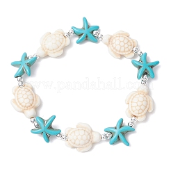 Synthetic Turquoise Beaded Stretch Bracelets for Men Women&nbsp;BJEW-JB11760-02