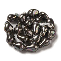 電気メッキガラス模造真珠ビーズ連売り  ナゲット  ブラック  22.5x15.5x15mm  穴：0.8mm  約19個/連  15.87''（40.3センチメートル）&nbsp;BSHE-M035-01A-04-1
