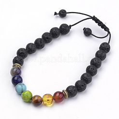 Natural Lava Rock Braided Bead Bracelets&nbsp;BJEW-R304-02-8mm