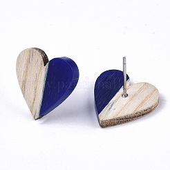 Resin & Wood Stud Earrings&nbsp;EJEW-N017-002A-C01