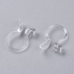 プラスチック製のクリップオンイヤリングコンバーターのパーツ  穴開けないイヤリング  透明  12x8x4mm  穴：0.8mm&nbsp;KY-K012-04
